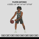 Player Antonio Embroidery File 6 sizes
