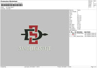 San Diego States Embroidery File 4 size