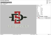 San Diego States Embroidery File 4 size