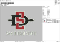 San Diego States Embroidery File 4 size