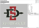San Diego States Embroidery File 4 size