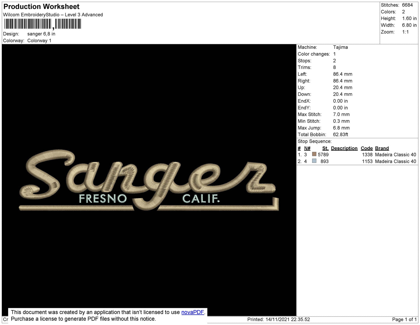 Sanger Embroidery File 4 size