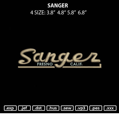 Sanger Embroidery File 4 size