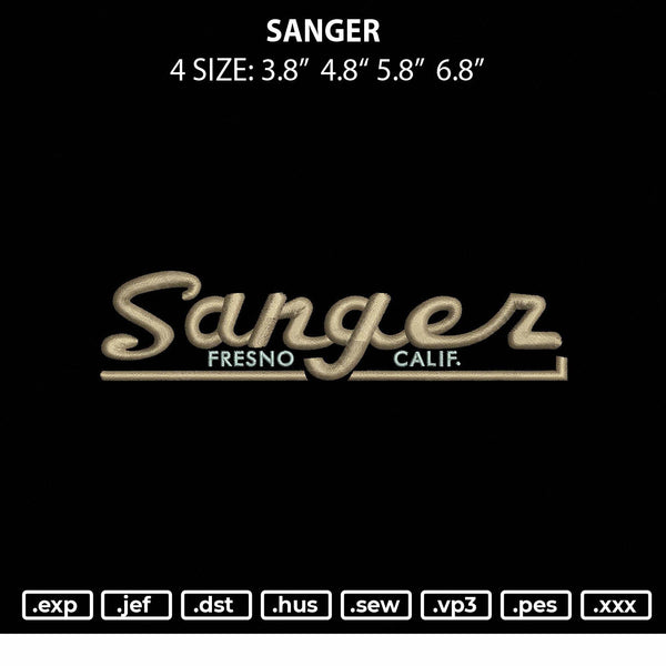 Sanger Embroidery File 4 size