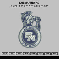 San Marino Hs Embroidery File 6 sizes