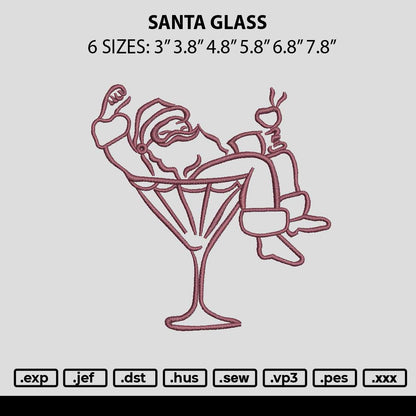 Santa Glass Embroidery File 6 sizes