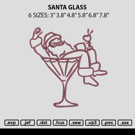 Santa Glass Embroidery File 6 sizes
