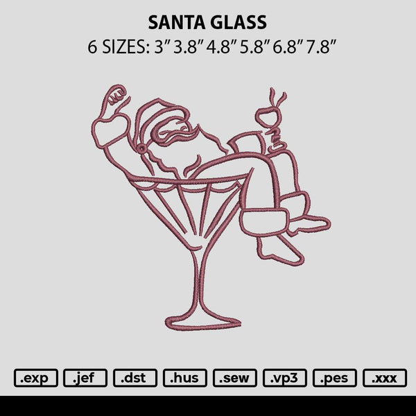 Santa Glass Embroidery File 6 sizes