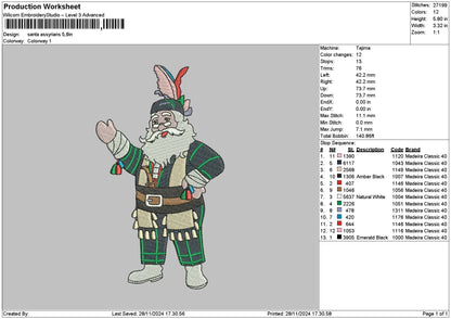 Santa 2811 Embroidery File 6 sizes