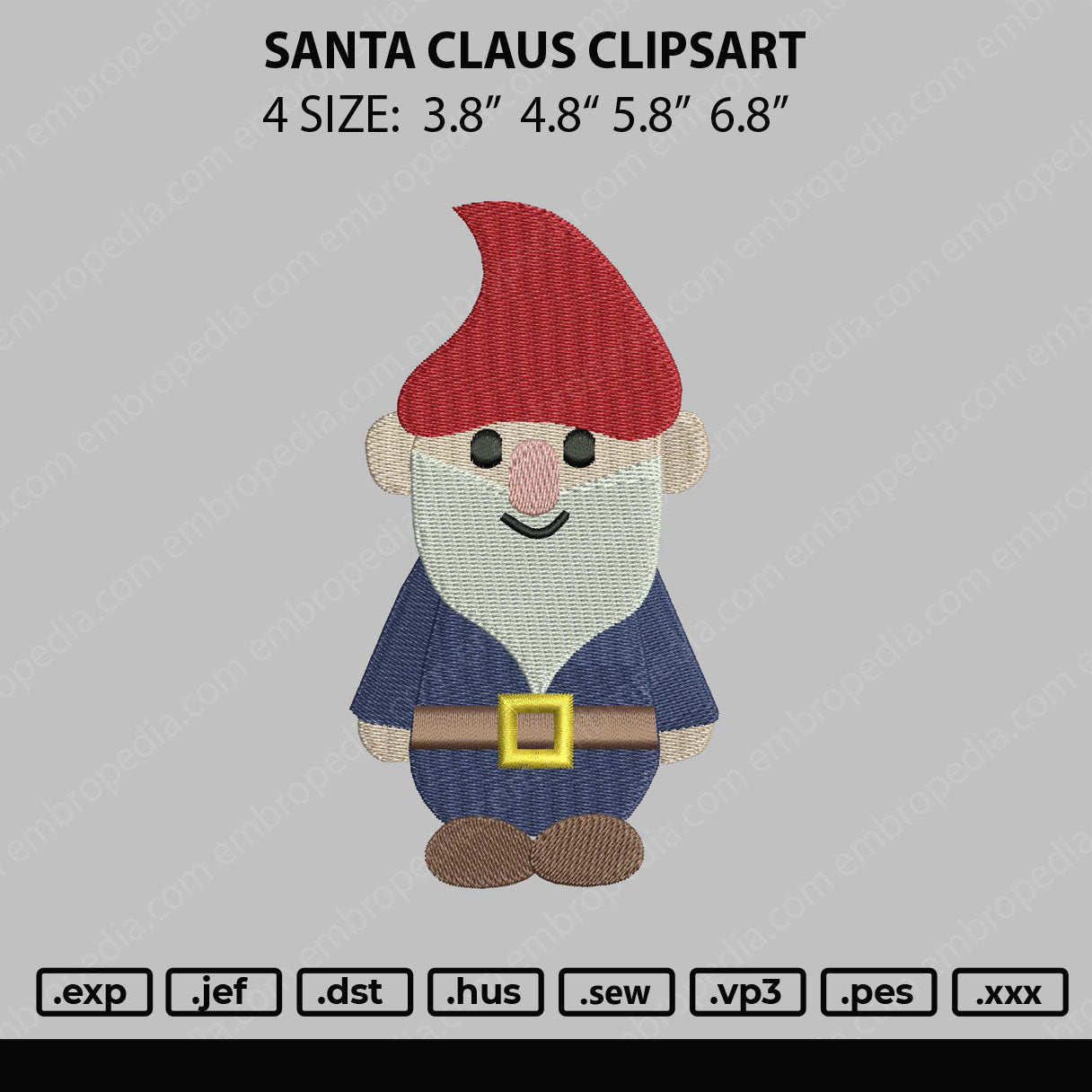 Santa Claus Clipsart Embroidery File 4 size