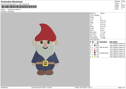 Santa Claus Clipsart Embroidery File 4 size