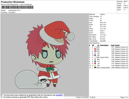 Santa Gaara Embroidery File 4 size