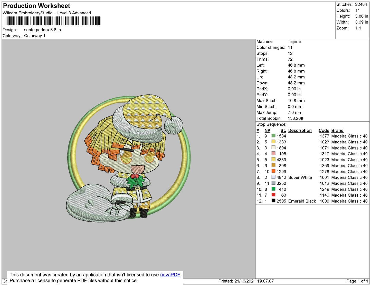 Santa Paduro Embroidery File 4 size