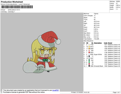Santa Paduro Embroidery File 4 size