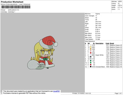 Santa Paduro Embroidery File 4 size