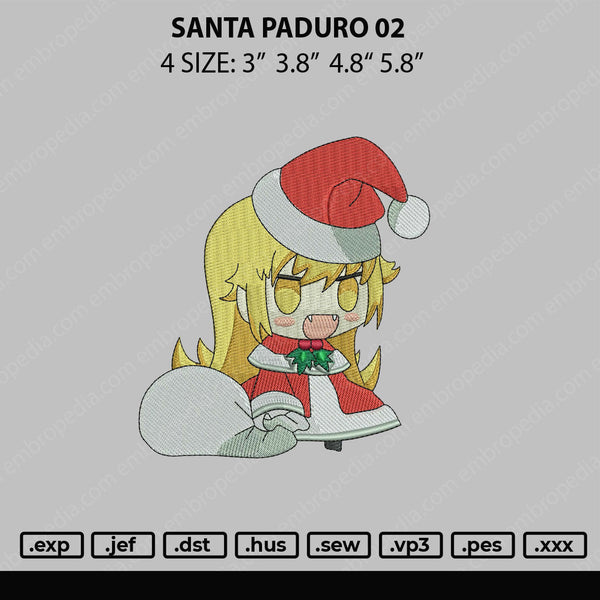 Santa Paduro Embroidery File 4 size