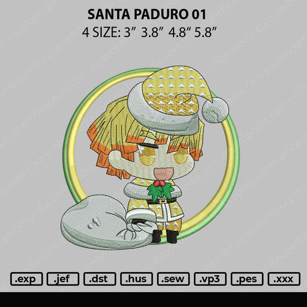 Santa Paduro Embroidery File 4 size