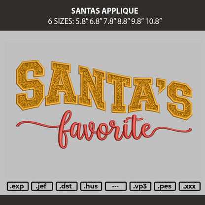 Santas Applique Embroidery Machine Design File 6 sizes