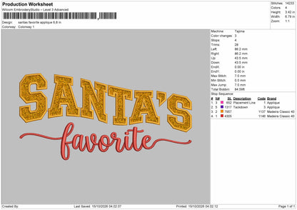Santas Applique Embroidery Machine Design File 6 sizes