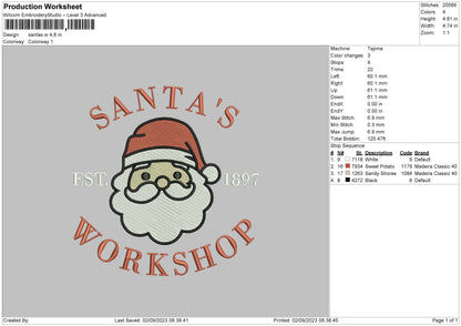 Santas W Embroidery File 6 sizes