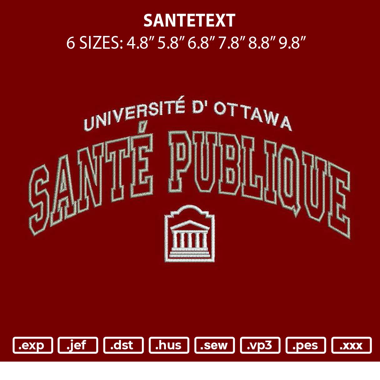 Santetext Embroidery File 6 sizes