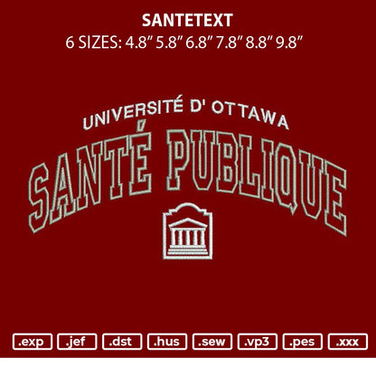 Santetext Embroidery File 6 sizes