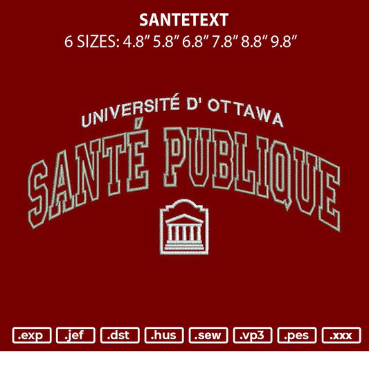 Santetext Embroidery File 6 sizes