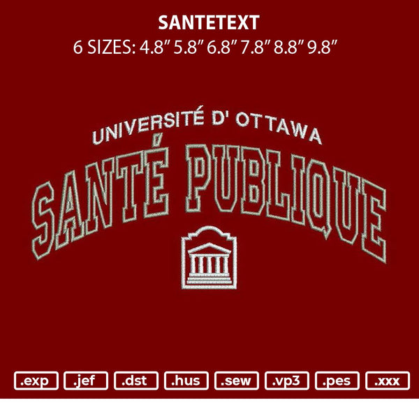 Santetext Embroidery File 6 sizes