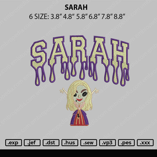 Sarah Embroidery File 5 sizes