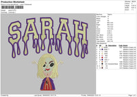 Sarah Embroidery File 5 sizes
