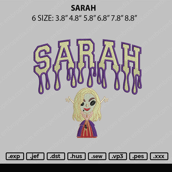 Sarah Embroidery File 5 sizes