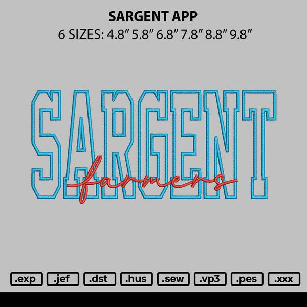 Sargent App Embroidery File 6 sizes