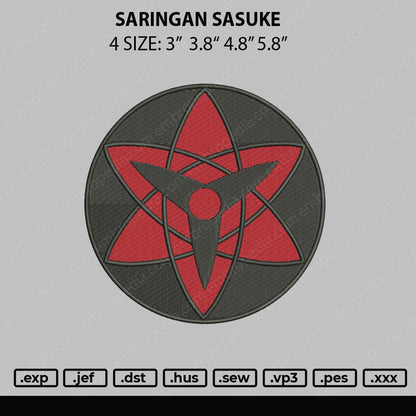 Saringan Sasuke Embroidery File 4 size