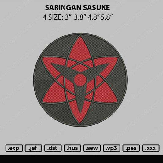 Saringan Sasuke Embroidery File 4 size
