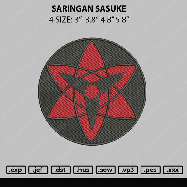 Saringan Sasuke Embroidery File 4 size