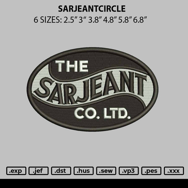 Sarjeantcircle Embroidery File 6 sizes