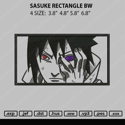 Sasuke Rectangle BW Embroidery File 4 size