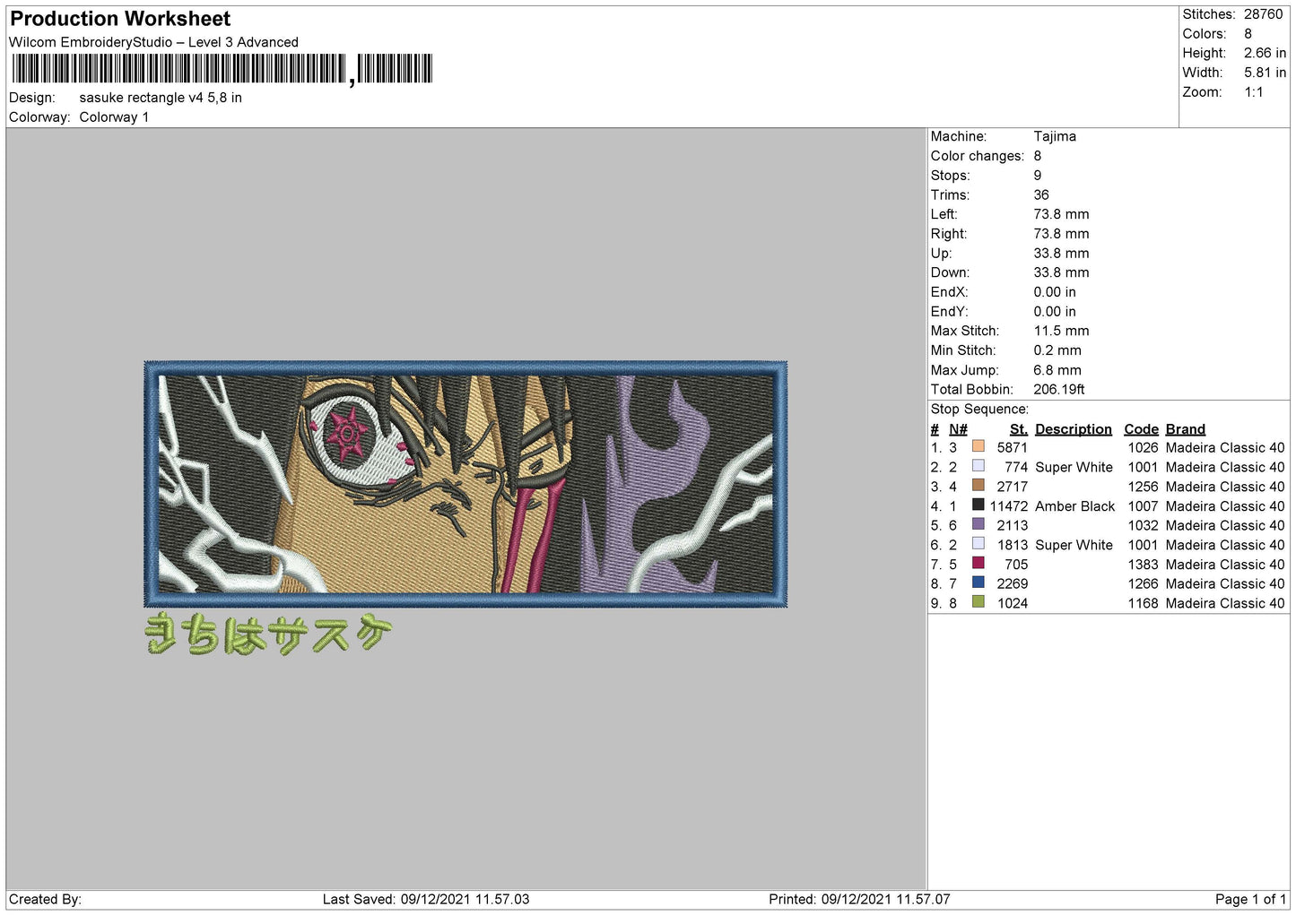 Sasuke Rectangle V4 Embroidery File 4 size