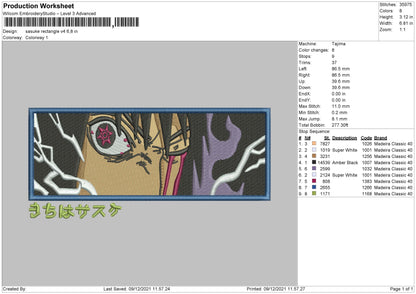 Sasuke Rectangle V4 Embroidery File 4 size
