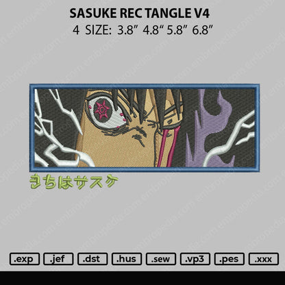 Sasuke Rectangle V4 Embroidery File 4 size