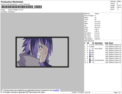 Sasuke Rectangle Embroidery File 4 size