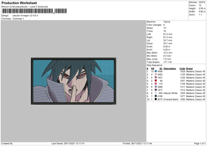 Sasuke Rinnegan Embroidery File 4 size