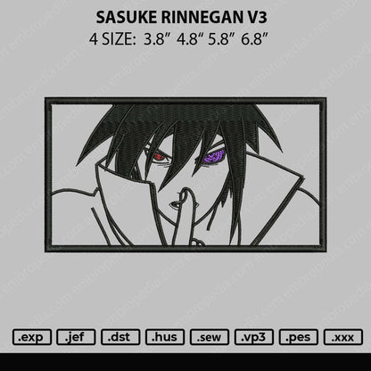 Sasuke Rinnegan V3 Embroidery File 4 size