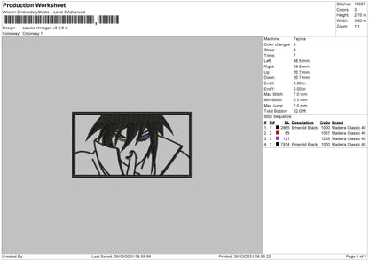 Sasuke Rinnegan V3 Embroidery File 4 size