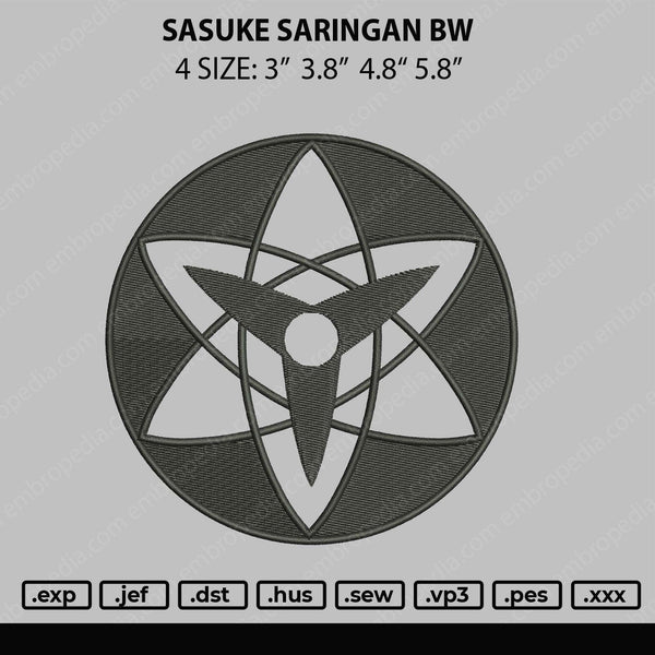 Sasuke Saringan BW Embroidery File 4 size