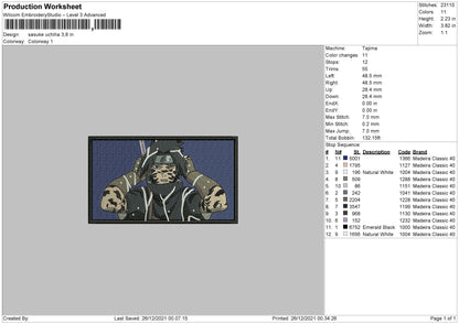 Sasuke Uchiha Embroidery File 4 size