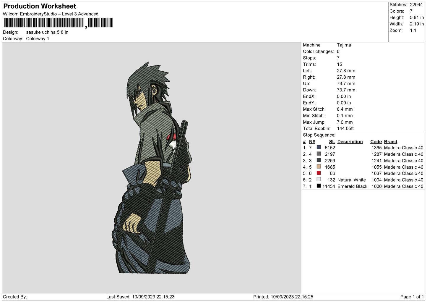 Sasuke 1009 Embroiery File 6 sizes