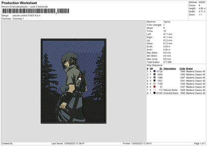 Sasuke 1009 V2 Embroidery File 6 sizes