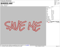 Save Me Text Embroidery File 4 size