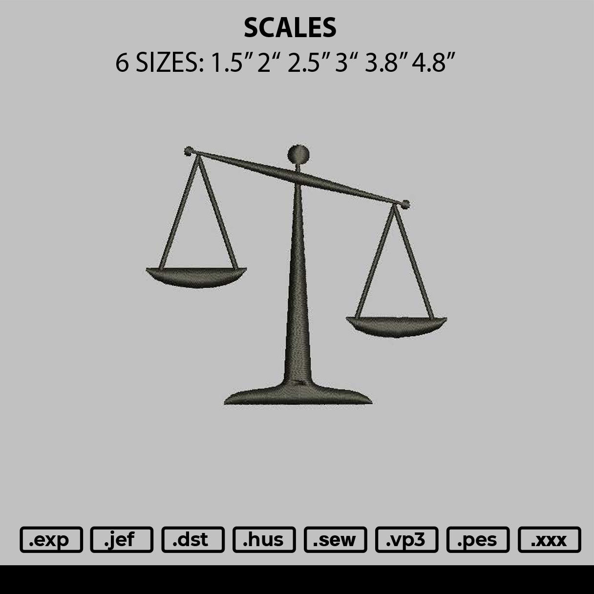 Scales Embroidery File 6 sizes